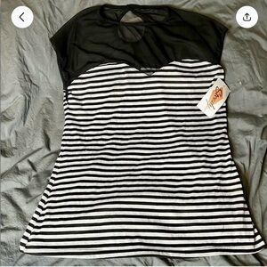 Retro plus size stripe top